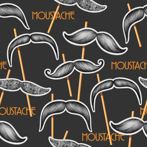 Mustache seamless pattern — Stock Vector