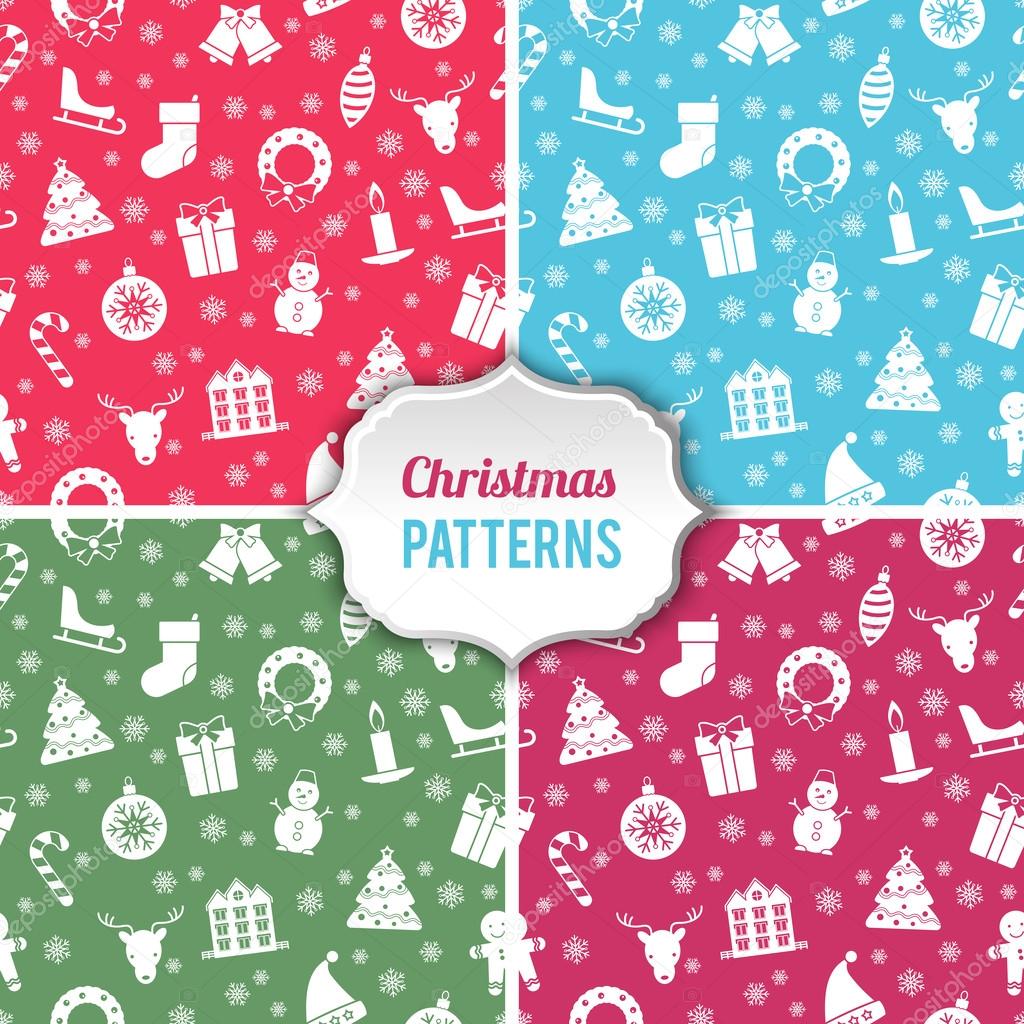 Christmas and New Year seamless patterns