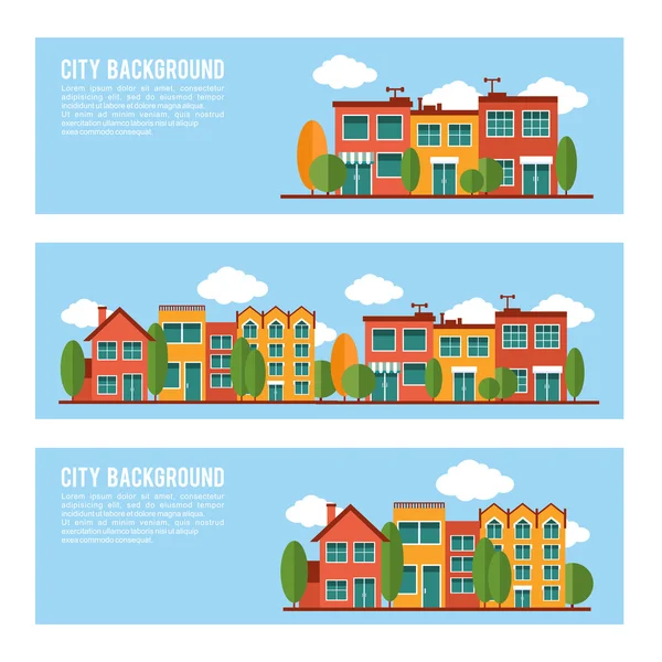 Residential city houses — Stock Vector