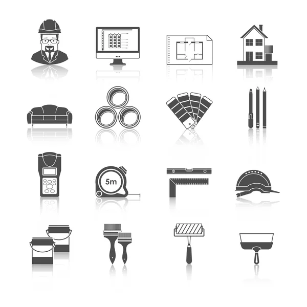 Architecture and  Interior icons — Stock Vector