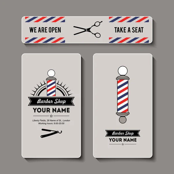 Kartu Barber shop - Stok Vektor