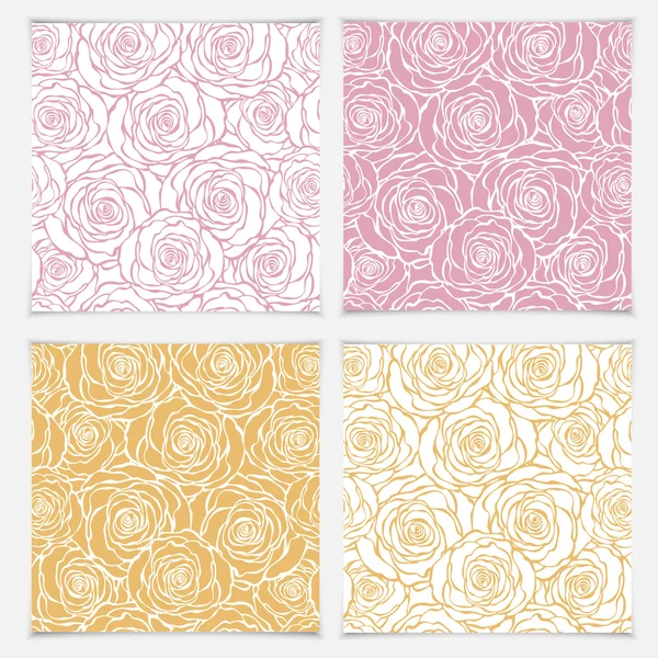 Floral seamless patterns with roses. — Stock Vector