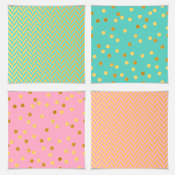 Seamless patterns with golden dots — Stock Vector