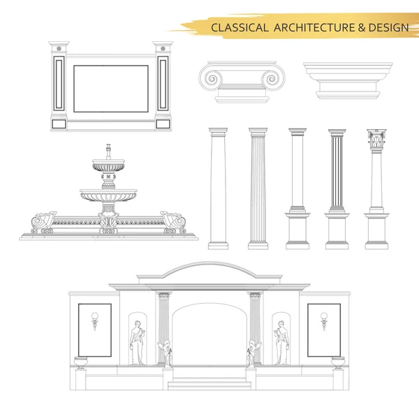 Klasická forma architektonické výkresy — Stockový vektor