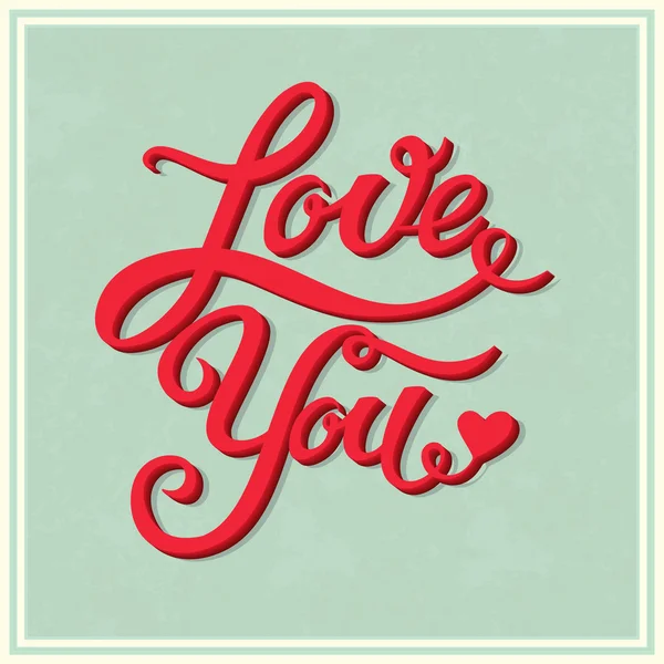 Love You hand drawn lettering — Stock Vector