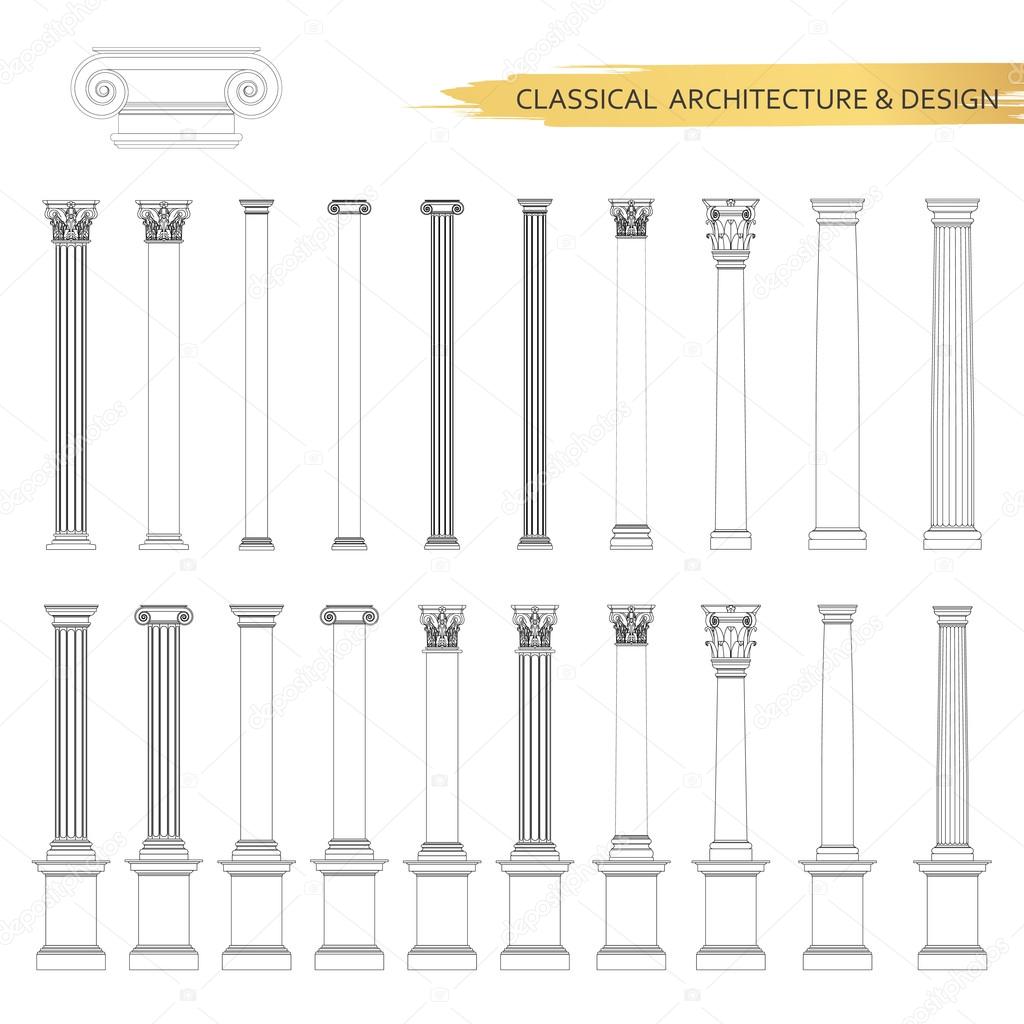 Classical architectural columns drawings