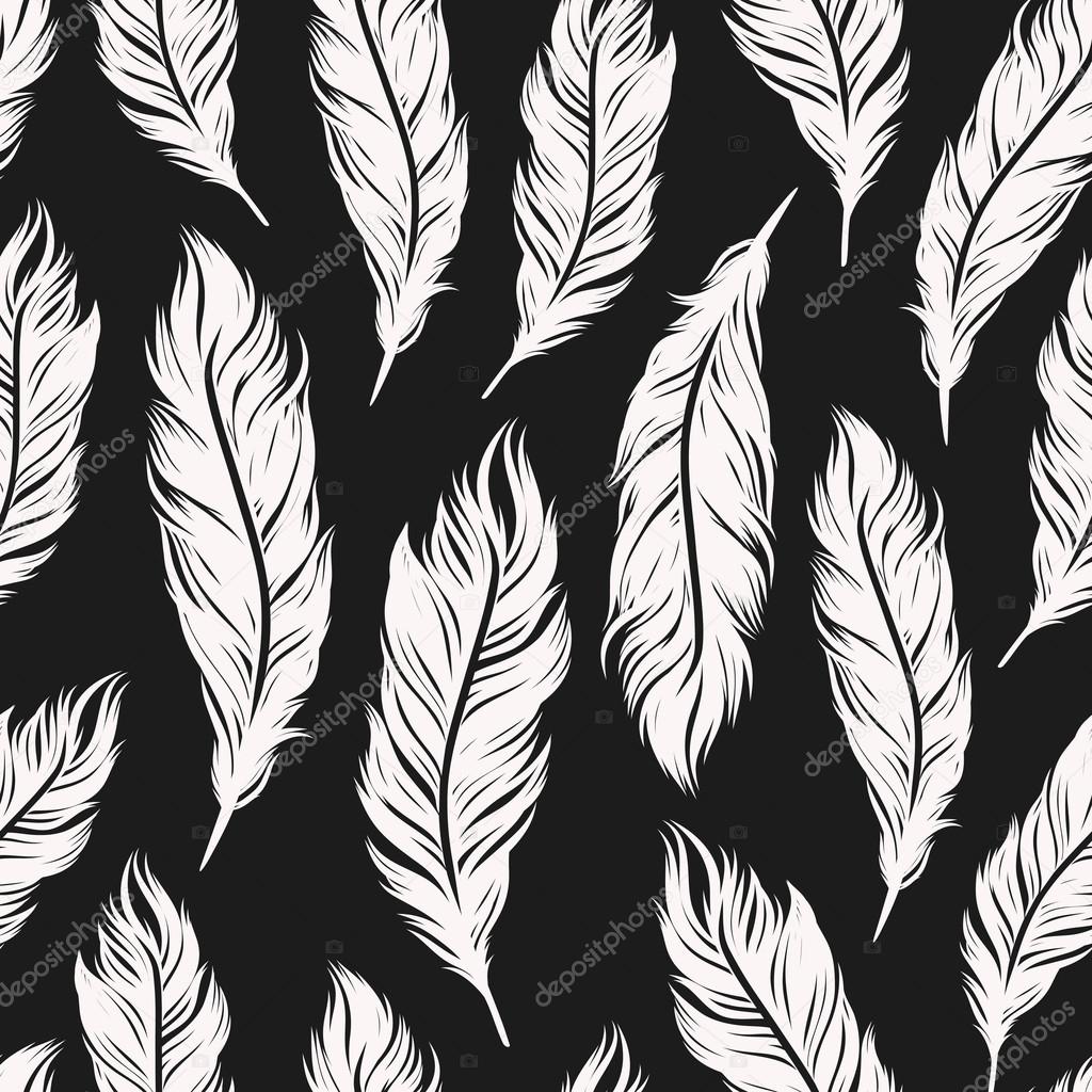 Art Deco seamless pattern with feathers