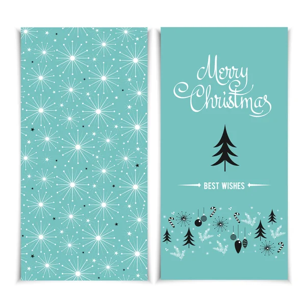 Plantilla de tarjeta Feliz Navidad. Navidad carteles azules conjunto vector — Vector de stock