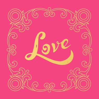 Golden hand drawn lettering Love for romantic card design