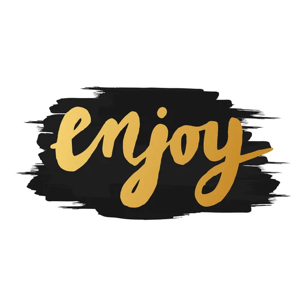 Palabra dibujada a mano "lenjoy" en color oro. Mano de cita inspiradora — Vector de stock