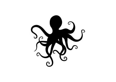 Beyaz arkaplanda siyah ahtapot silueti