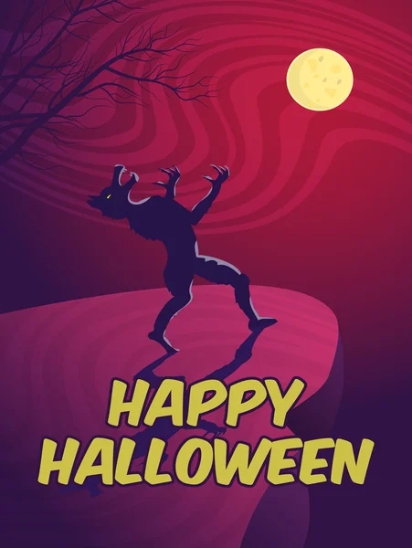 Halloween card with a werewolf — Stock Vector