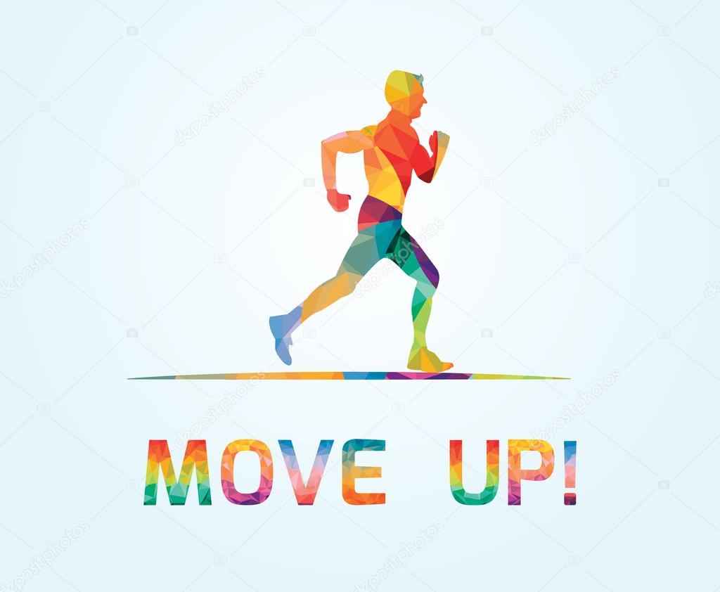 Colored silhouette runner.Inscription move up.