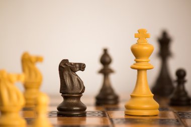 Satranç tahtasında fotoğraflanmış.