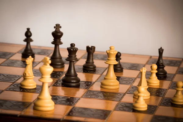 Chess photographed on a chessboard — Stock Photo, Image