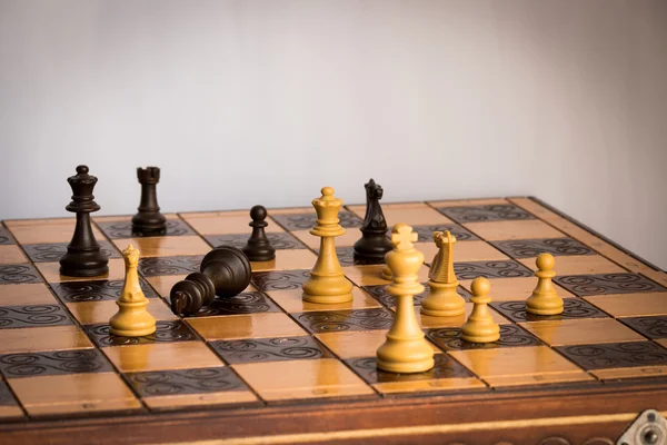 Chess photographed on a chessboard — Stock Photo, Image