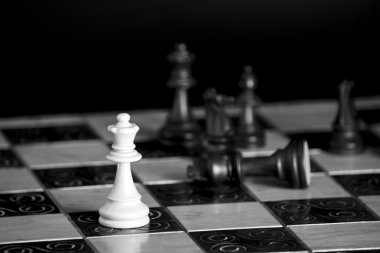 Satranç tahtasında fotoğraflanmış.