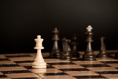 Satranç tahtasında fotoğraflanmış.