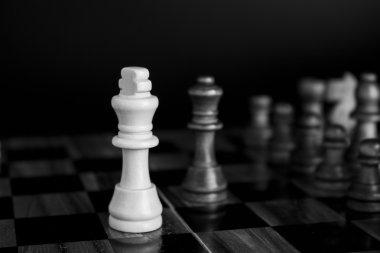 Satranç tahtasında fotoğraflanmış.