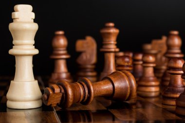 Satranç tahtasında fotoğraflanmış.