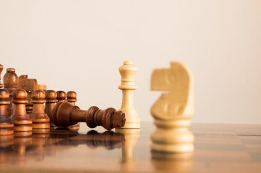 Satranç tahtasında fotoğraflanmış.