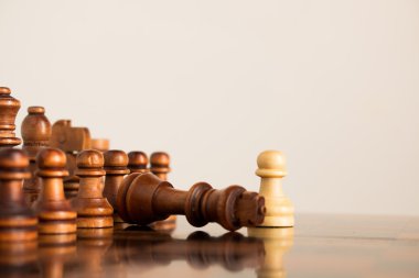 Satranç tahtasında fotoğraflanmış.