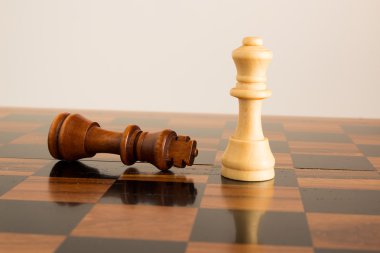 Satranç tahtasında fotoğraflanmış.