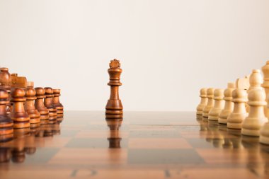 Satranç tahtasında fotoğraflanmış.