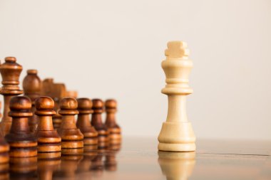 Satranç tahtasında fotoğraflanmış.