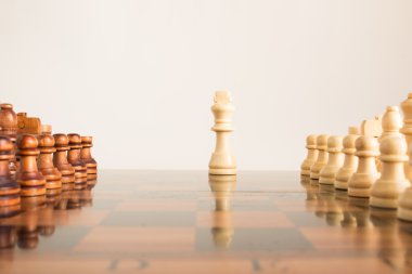 Satranç tahtasında fotoğraflanmış.