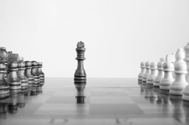 Satranç tahtasında fotoğraflanmış.