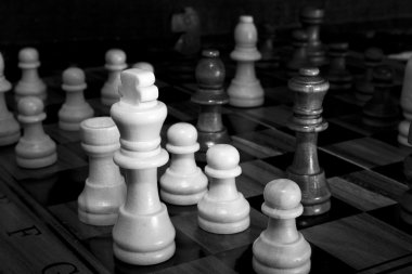 Satranç tahtasında fotoğraflanmış.