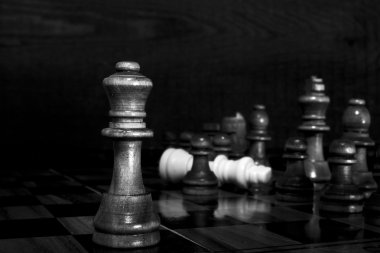 Satranç tahtasında fotoğraflanmış.