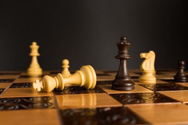 Satranç tahtasında fotoğraflanmış.