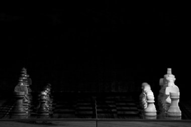 Satranç tahtasında fotoğraflanmış.