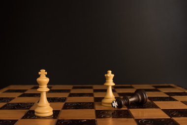 Satranç tahtasında fotoğraflanmış.