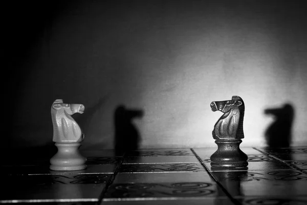 Échecs photographiés sur un échiquier — Photo