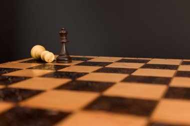 Satranç tahtasında fotoğraflanmış.