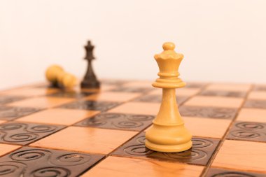 Satranç tahtasında fotoğraflanmış.