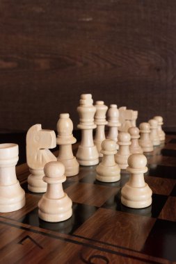 Satranç tahtasında fotoğraflanmış.