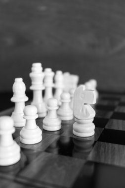 Satranç tahtasında fotoğraflanmış.