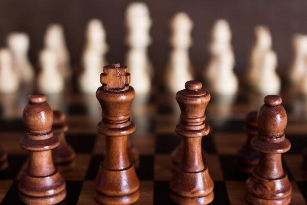 Chess photographed on a chessboard