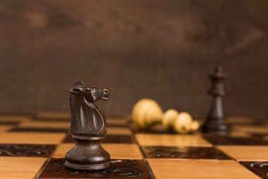 Satranç tahtasında fotoğraflanmış.