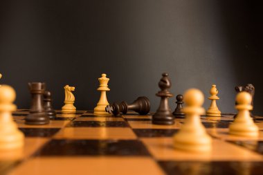 Satranç tahtasında fotoğraflanmış.