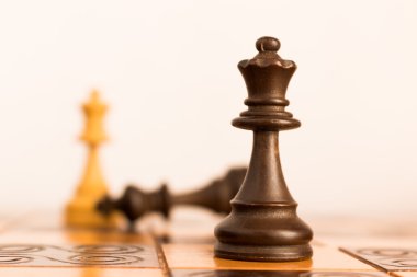 Satranç tahtasında fotoğraflanmış.