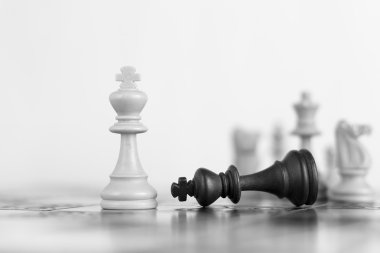 Satranç tahtasında fotoğraflanmış.