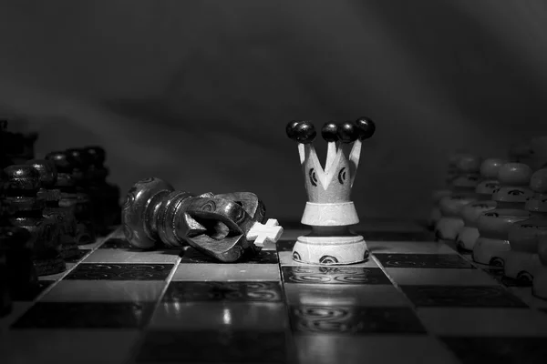 Chess photographed on a chessboard — Stock Photo, Image