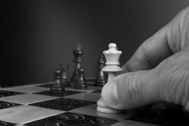 Satranç tahtasında fotoğraflanmış.