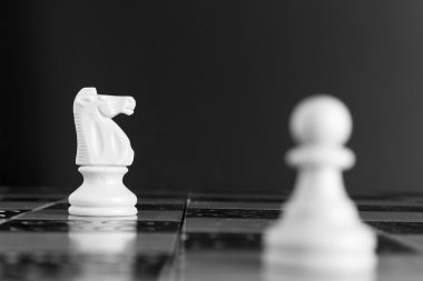 Satranç tahtasında fotoğraflanmış.