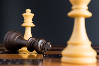 Satranç tahtasında fotoğraflanmış.